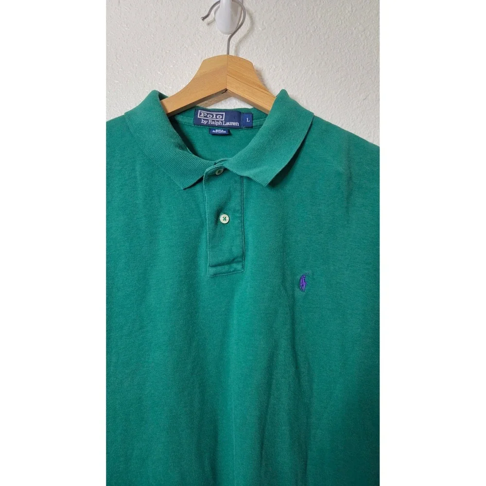 Polo Ralph Lauren Green Cotton Polo Shirt Men's‎ Large Preppy Old Money